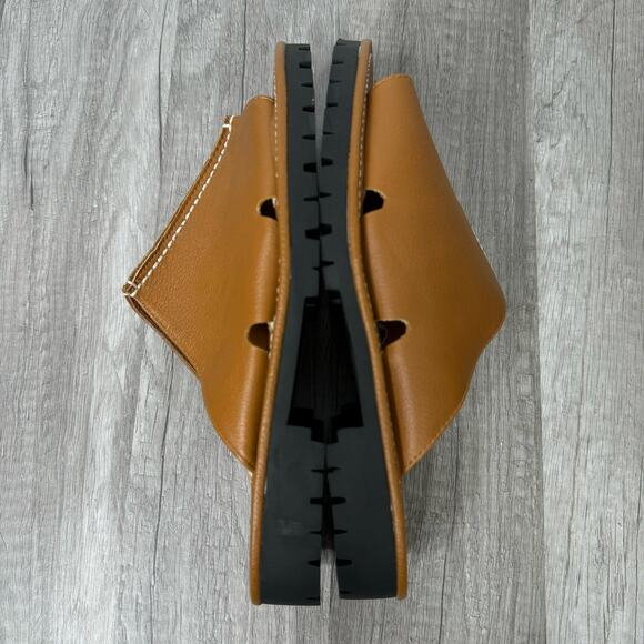 Bagatelle Leather Slip On Slides Flat Sandals Brown Minimalist Coastal Size 7 - Picture 4 of 7